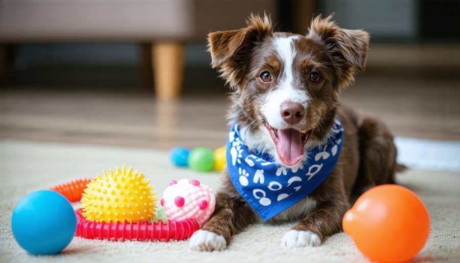 Rescued dog showing improved wellbeing and playful behavior after CBD treatment